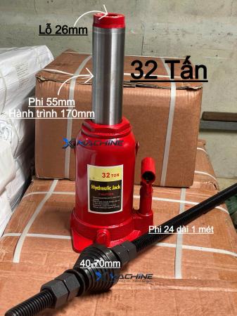 Kích đội rỗng tâm 32T kèm trục ren ép bạc vào