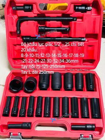 Bộ khẩu lục giác 1/2' - 25 chi tiết